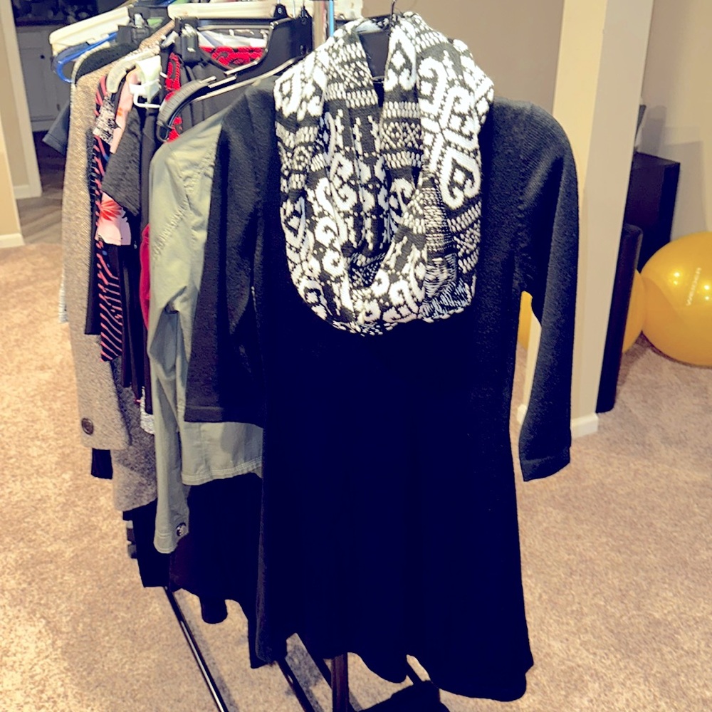 Black sweater dress.